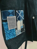 Aoyama Daruma denim indigo dye sashiko patchwork hanten jacket デニム 藍染 刺し子 パッチワーク 半纏 ジャケット 【Pre-order/受注生産 OK】